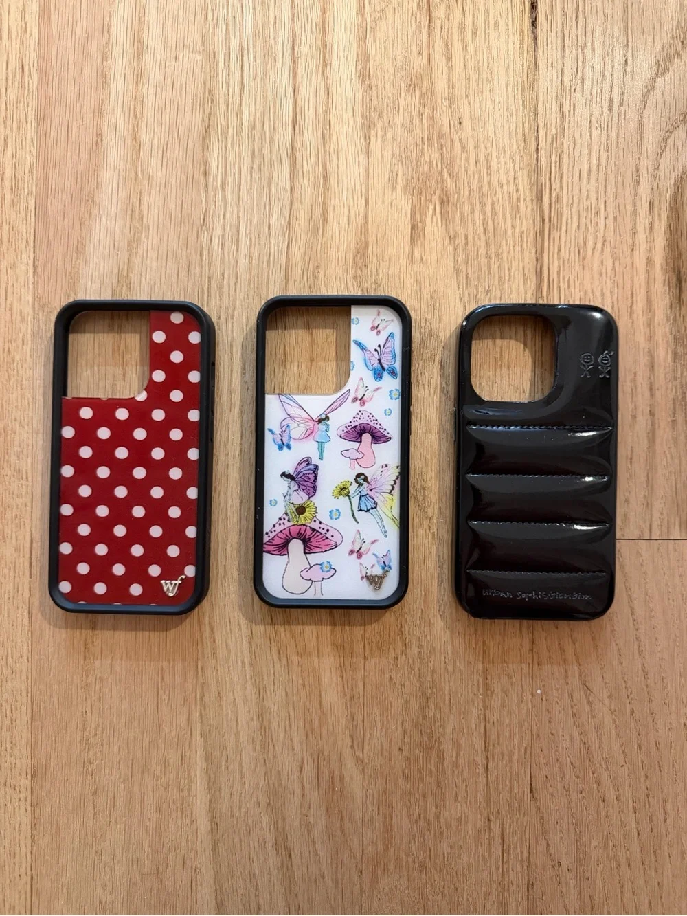 Wildflower Red Polka Dot, White Mushroom & Black Grip iPhone 14 Pro Case Options